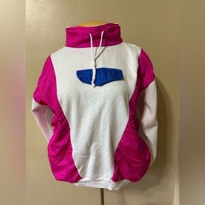 Vintage 80s Mock Neck Fake Pocket Sweater Size Medium